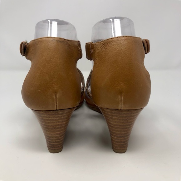 Sofft Pippa Brown Leather Wedge Heels Snake Print Adjustable Buckle Open Toe - Picture 6 of 10